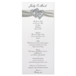 Hearts White Wedding Menu Card Custom Rack Cards