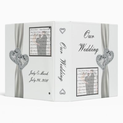 Hearts White Wedding Photo Album 3 Ring Binder