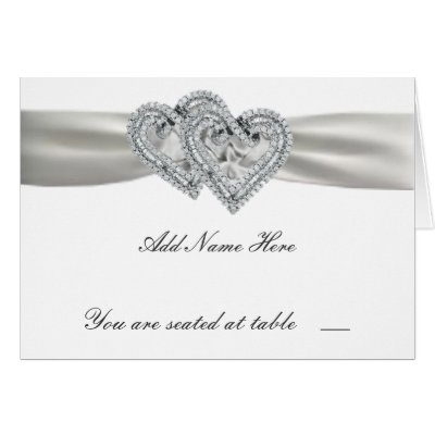 Hearts White Wedding Place Cards
