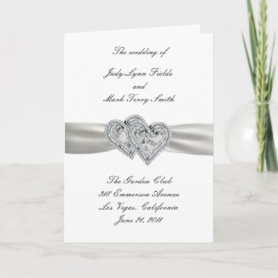 Hearts White Wedding Program Card