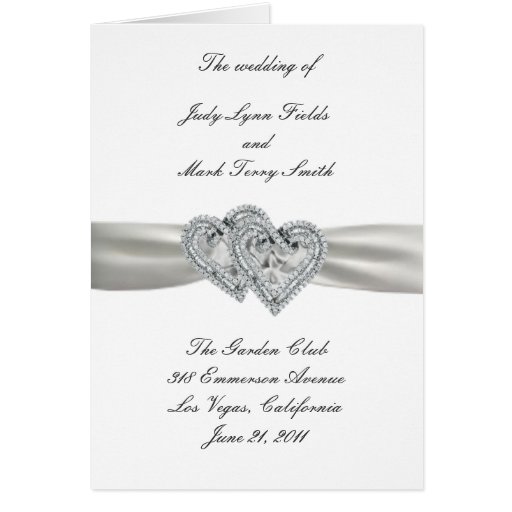 Hearts White Wedding Program Card
