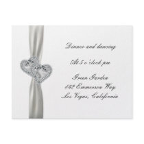 Hearts White Wedding Reception Cards Personalized Invitation
