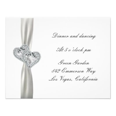 Hearts White Wedding Reception Cards Personalized Invitation