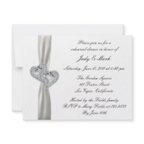 Hearts White Wedding Rehearsal Dinner Invitation
