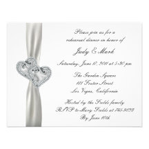Hearts White Wedding Rehearsal Dinner Invitation