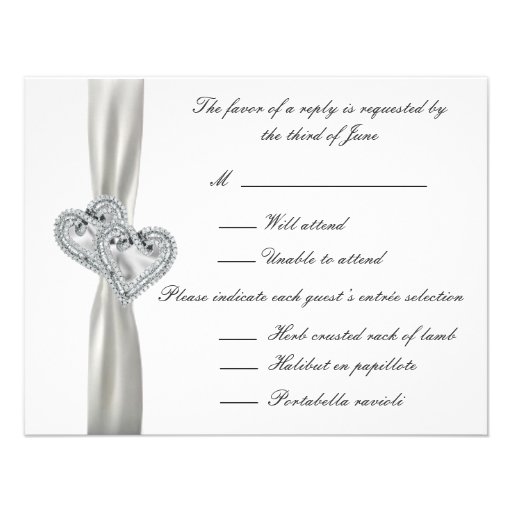 Hearts White Wedding Response Cards Custom Announcement