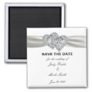 Hearts White Wedding Save The Date Magnet