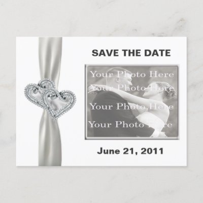 Hearts White Wedding Save The Date Postcard