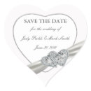 Hearts White Wedding Save The Date Stickers