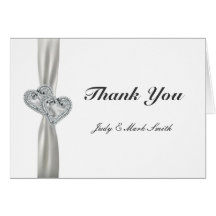 Hearts White Wedding Thank You Cards