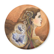 Heartsong  Art nouveau inspired watercolor magnets