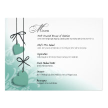 Heartstrings Dinner Menu mint Personalized Announcement