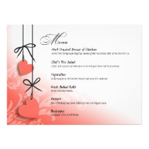 Heartstrings Dinner Menu peach Custom Invitation