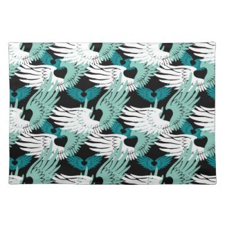 Heartwings Camouflage: Turquoise, White &amp; Black Placemats