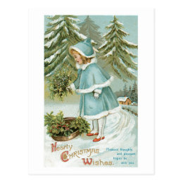 Hearty Christmas Wishes Vintage Postcard