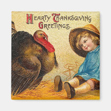 Hearty Thanksgiving Greetings Fridge Magnets