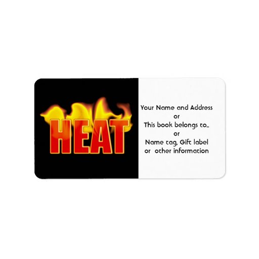 Heat With Burning Flames Name Gift Tag Bookplate Personalized Address Label