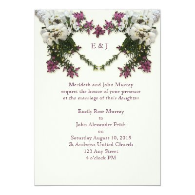 Heather and Heart 5x7 Paper Invitation Card