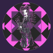 "Heather" Gothic Pink Flower Fairy Stickers