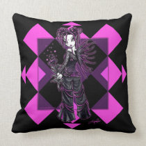 Heather Gothic Pink Flower Fairy Throw Pillow pillows