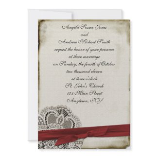 Heather Vintage Lace Red Invitation invitation