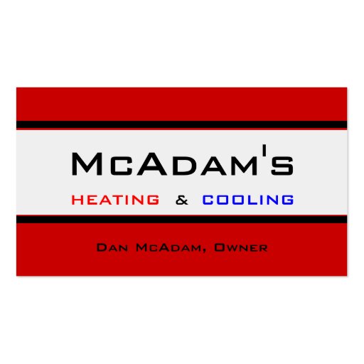 Heating Cooling HVAC Heat Pump Furnace A/C Business Cards