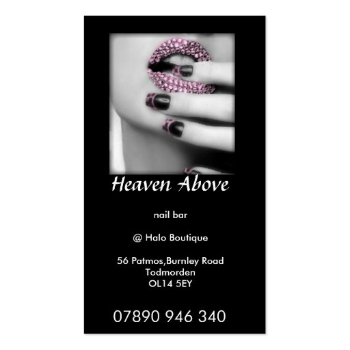 heaven above business card (front side)