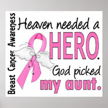 Heaven Needed A Hero Aunt Breast Cancer Poster