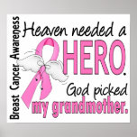 Heaven Needed A Hero Grandmother Breast Cancer Print