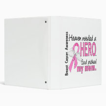 Heaven Needed A Hero Mom Breast Cancer 3 Ring Binders