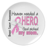 Heaven Needed A Hero Mom Breast Cancer Party Plate