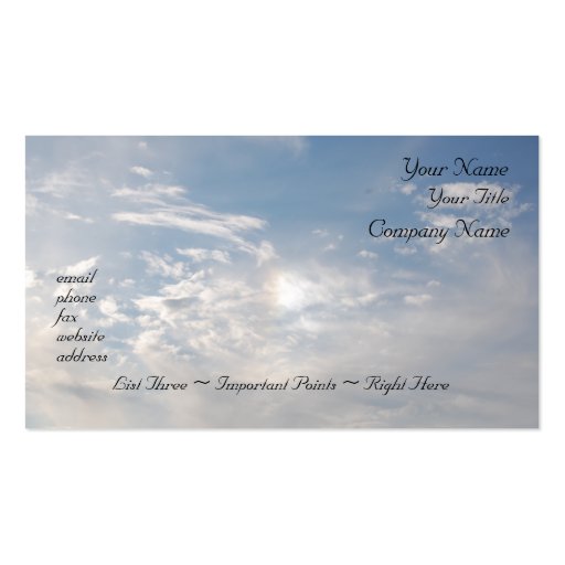 Heaven Sent - business card template (front side)