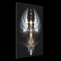 Heavenly Angel Wing Cross Canvas Print Black canvas prints