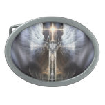 Heavenly Angel Wing Cross Fractal Art Belt Buckle