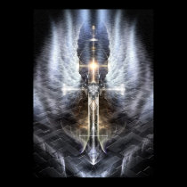 Heavenly Angel Wing Cross Fractal Art Jagged Path posters