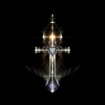 Heavenly Angel Wing Cross Fractal Art NWGBGBL posters