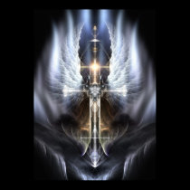Heavenly Angel Wing Cross Fractal Art Poster ORG posters
