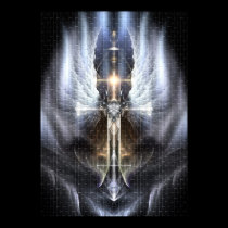 Heavenly Angel Wing Cross Fractal Art Poster Tile posters