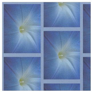 Heavenly Blue Morning Glory Close-Up Photo Fabric