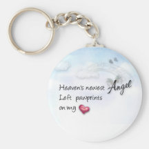 Heavens newest Angel left paw prints key chain