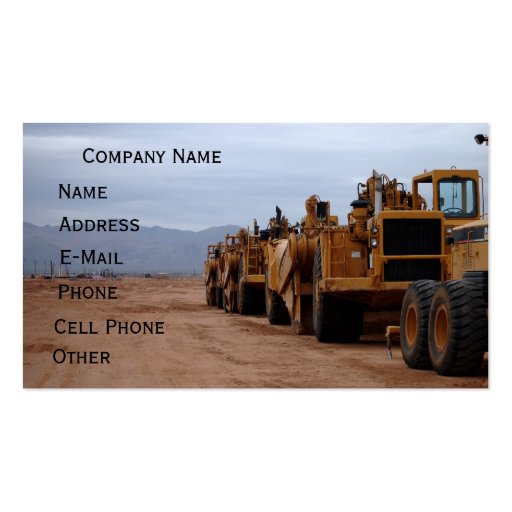 Heavy Equipment Business Card (front side)