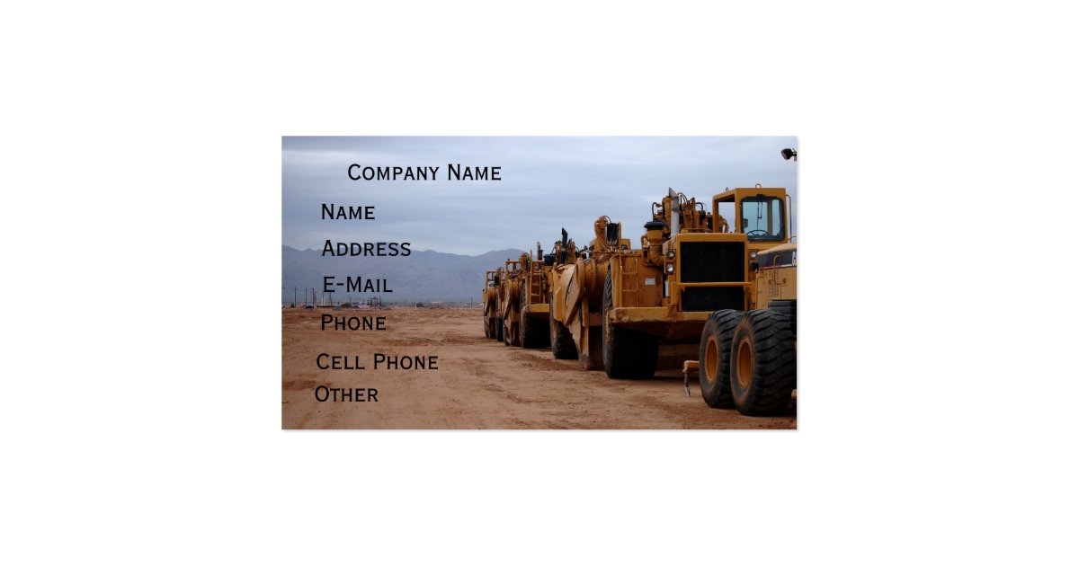 Heavy Equipment Business Card Zazzle
