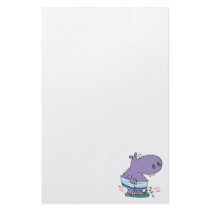heavy hippo breaking scale diet humor stationery design