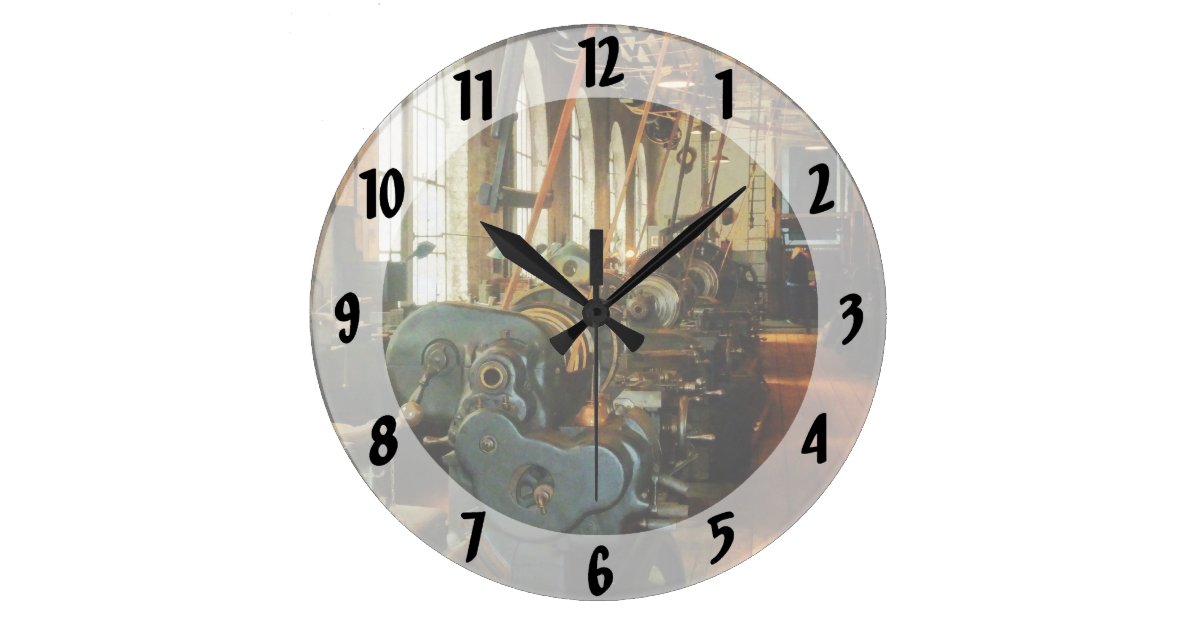 Heavy Machine Shop Large Clock Zazzle