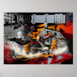 Heavy Metal Bike Rider Burn Poster