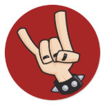 Heavy metal hand sign round sticker