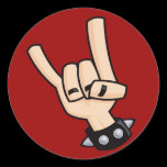 Heavy metal hand sign round sticker