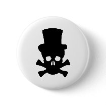 Heavy Metal Skull with Top hat buttons