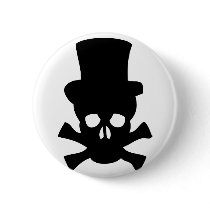 Heavy Metal Skull with Top hat buttons