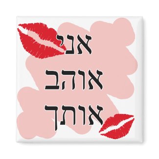 Hebrew I Love You Male magnet